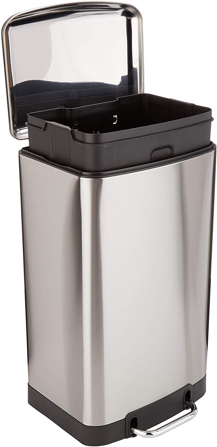 AmazonBasics 40 Liter Trash Can - Nickel